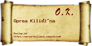 Oprea Kiliána névjegykártya